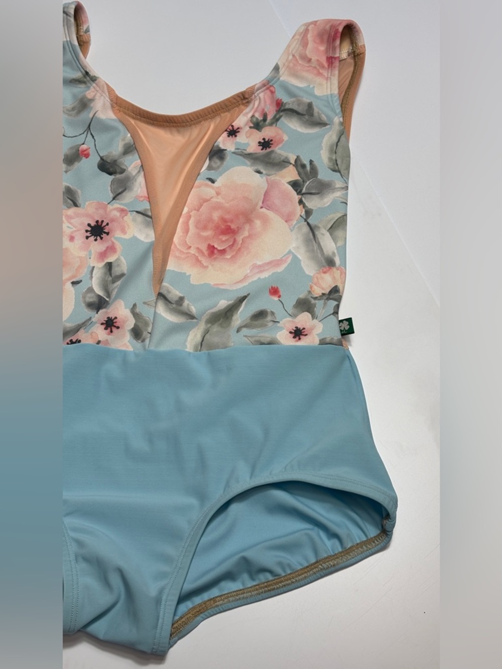 Lucky Leo-Floral & Sky Blue Leotard 
Sz. LG
